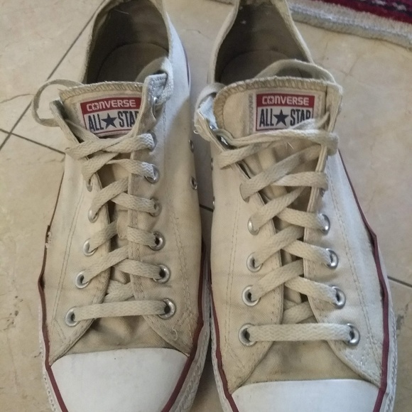 Converse Other - Two pairs mens cream converse low tops size 12